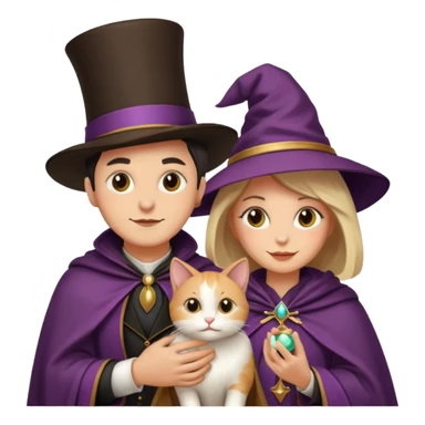 magician couple and their pet cat sticker