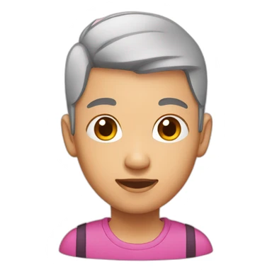 asian with pink hair buzzcut sticker