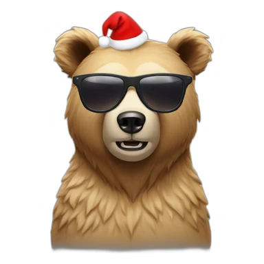 bear santa sunglass sticker