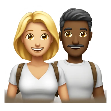 two people one male and one female excited of going on a vacation and thinking of different modes of travel and tickets sticker