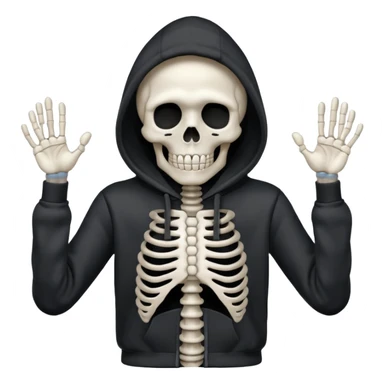 The shrug emoji but a skeleton with a black hoodie sticker