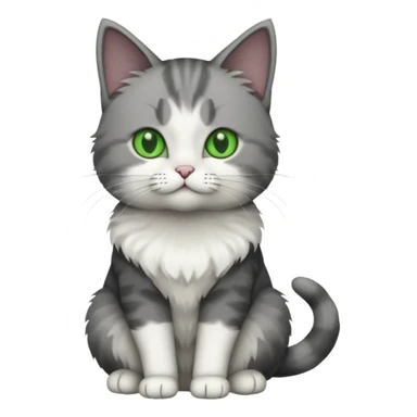 full body small short hair dark grey and white cat sticker
