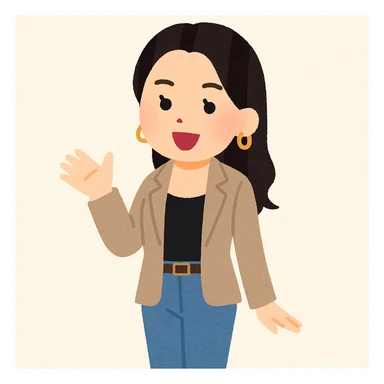 Kendall Jenner in Irasutoya style, cheerful expression, fashionable outfit, simple cartoon look, soft pastel colors, plain background sticker