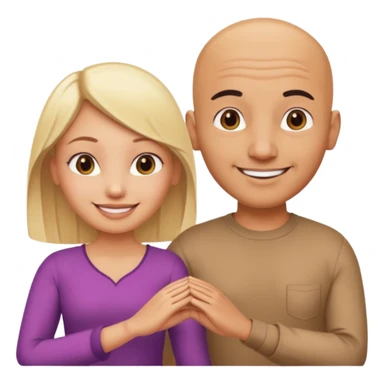 Naked bald Indian man and naked blonde woman holding hands sticker