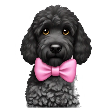 Black Goldendoodle with pink bow sticker