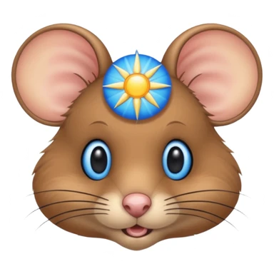 A mouse face with blue sun rays sticker