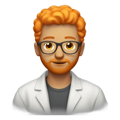 white man with orange beard and short orange hair as he praying and with orange glasses on sticker