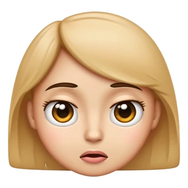 Emoji with big eyes frowning and blushing sticker