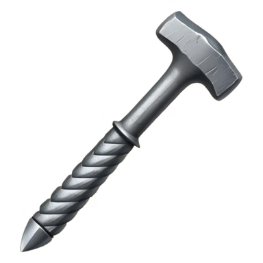 small, fat metal nail with a bent shaft, partially hammered into a wooden surface sticker