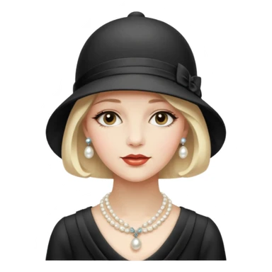 1920s woman, cloche hat, pearl necklace, vintage fashion sticker