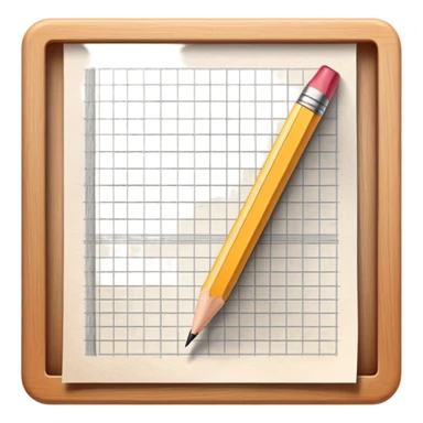 A pencil is placed over a sheet of paper grid, representing the sketching  sticker