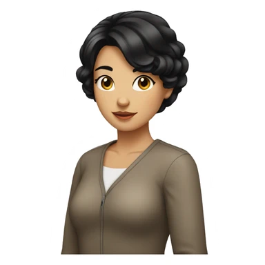 girl with black hair middle partition  sticker