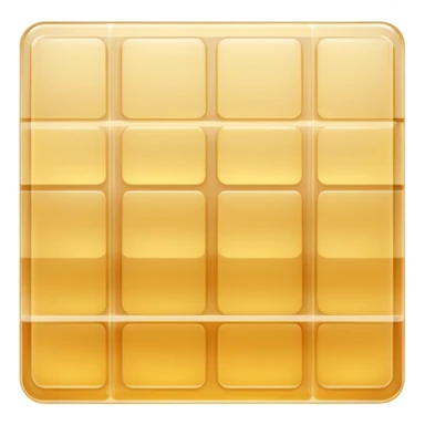 overlapping gelatin sheets, translucent, grid pattern, thin, flexible, glossy, pale golden, dry, 3D, clean, soft lighting, realistic transparency, no anthropomorphic features, no packaging, transparent background, emoji scale sticker