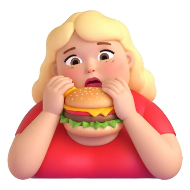 fat girl crying and eating a burger sticker