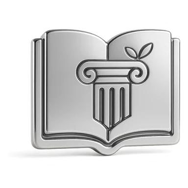 Minimal flat icon representing stoic philosophy and journaling: an open notebook combined with a classical column or laurel symbol, representing wisdom, reflection and inner discipline sticker