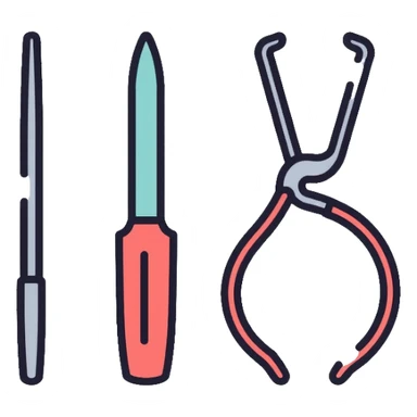 Surgery medical tools including scalpel, forceps, and surgical scissors sticker