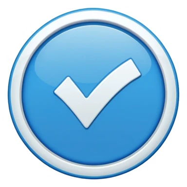 a small, round blue badge with a white check mark in the center, similar in style to the verification badge seen on social media sticker