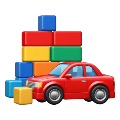 Toy car beside building blocks sticker
