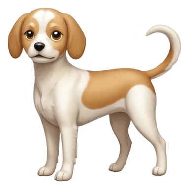 a full body white beagle x maltese x chi dog the size of a kelpie with light brown ears and a light brown patch on one eye sticker