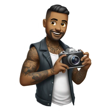 tattoo master with photo camera  sticker