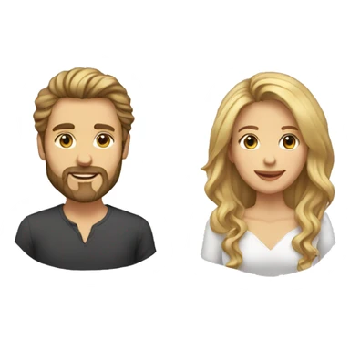 Woman-with-long-brown-waved-hair-and- blonde hair man with beard  sticker