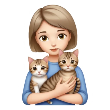 A beautiful girl holding a tabby cat kitten short haired sticker