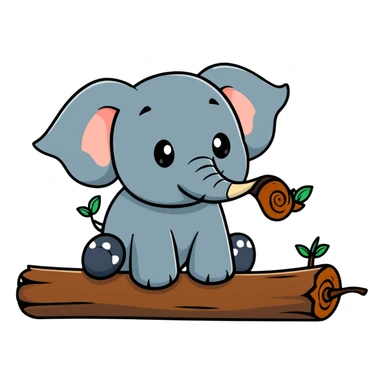 An elephant fly gnawing a log like a beaver sticker