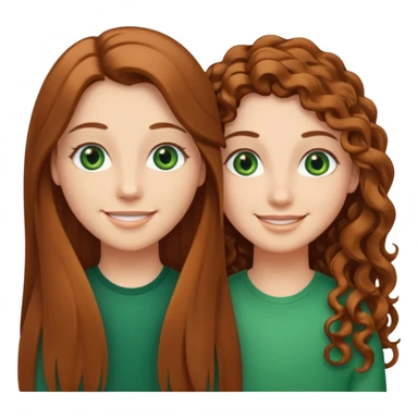 Two besties: 1: long ironed straight hair, green eyes 2: long curly brown hair, brown eyes sticker