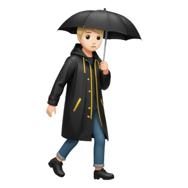 black Raincoat Pedestrian  sticker