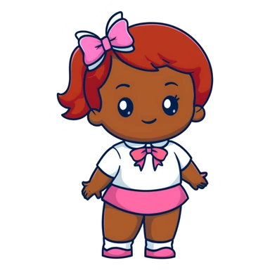 red hair darker skinned girl with pink on and bow in hair  sticker