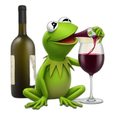 Kermit frog drinking wine sticker