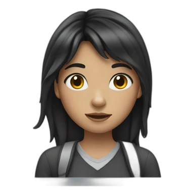 girl at school with black hair sticker