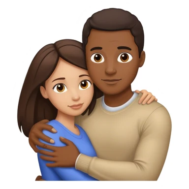 Black man tight hug brunette woman sticker