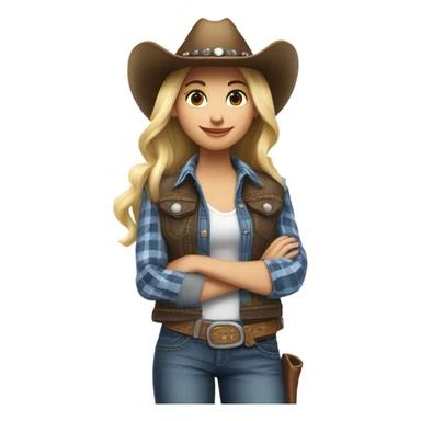 Left brunette girl and right blonde girl in cowboy style sticker
