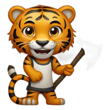 Tiger holding axe sticker