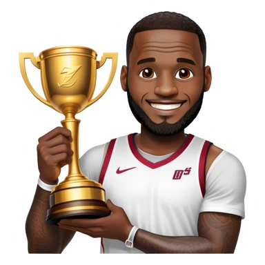 LeBron James celebrating with championship trophy sticker