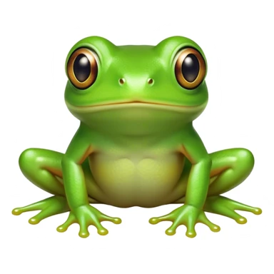 Cinematic Cute Green Tree Frog Portrait Emoji, Head tilted playfully and inquisitively, featuring a charmingly compact form with vivid green, slightly textured skin, prominent sticky toe pads, and round, sparkling eyes full of playful wonder, Simplified yet irresistibly adorable features, highly detailed, glowing with a warm, inviting jungle glow, high shine, affectionate and lively, stylized with a touch of tropical whimsy, soft glowing outline, capturing the essence of a mischievous yet loving frog that seems as if it could hop out of the screen into your arms! sticker