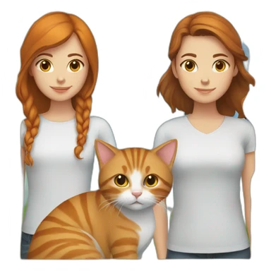 girl with brown hair and with a ginger cat sticker