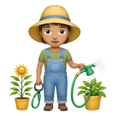 gardener watering with a hose sticker
