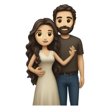 Brunette man with beard kissing brunette woman with long hair sticker