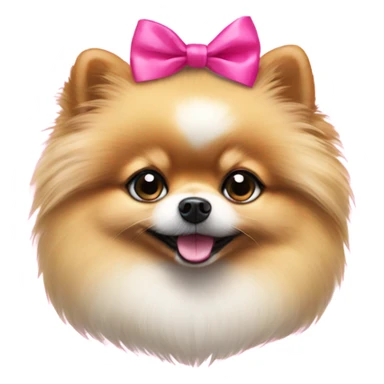 lying small Pomeranian with a pink bow sticker