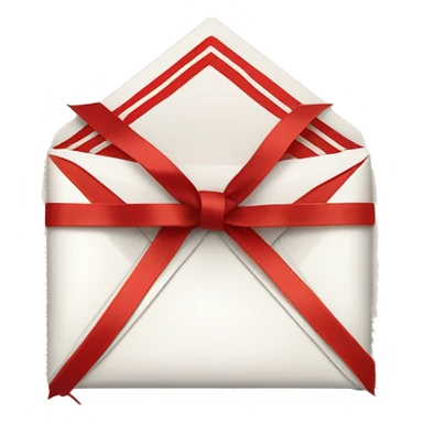 White envelope, with red and white striped border, wrapped in twine with pine needle underneath bow  sticker