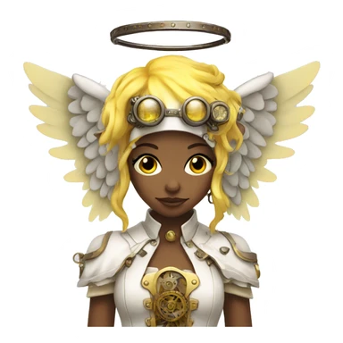 Yellow and white steampunk angel sticker