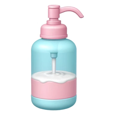 cute toy foam pump bottle object icon, pastel colors, rounded plastic bottle, thick foam on top, 3D cartoon, mobile game icon style, clean background, no text, no watermark sticker