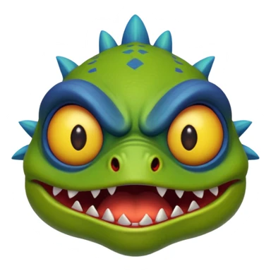 angry murloc, frowning, sharp teeth sticker