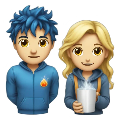 Hot blue fire boy and hot water girl sticker