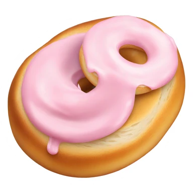 open bagel with pink cream cheese sticker
