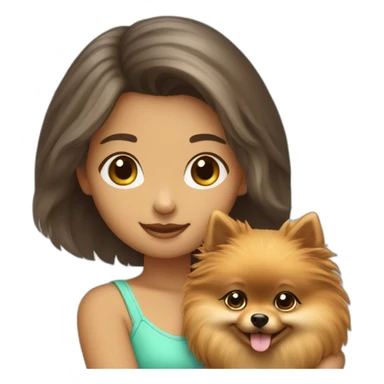 highlighted-hair-girl-petting-pomeranian sticker