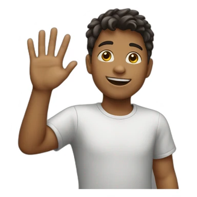 boy waving hi sticker