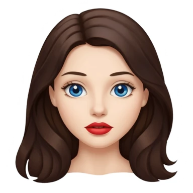 Woman with fair skin long brunette hair dark blue eyes and full lips sticker